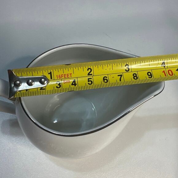 Replacement piece-Creamer  Enchantment Silver trim white flower print  10 oz - Picture 7 of 9